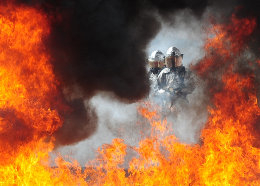 Coast Guard Fire and Rescue fire pit training exercise