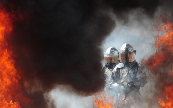 Coast Guard Fire and Rescue fire pit training exercise