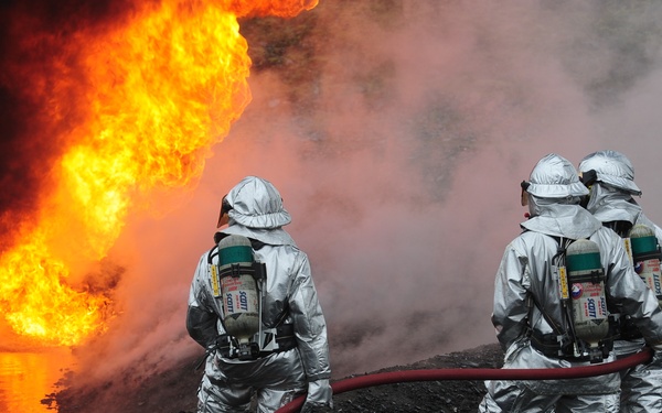 Coast Guard Fire and Rescue fire pit training exercise