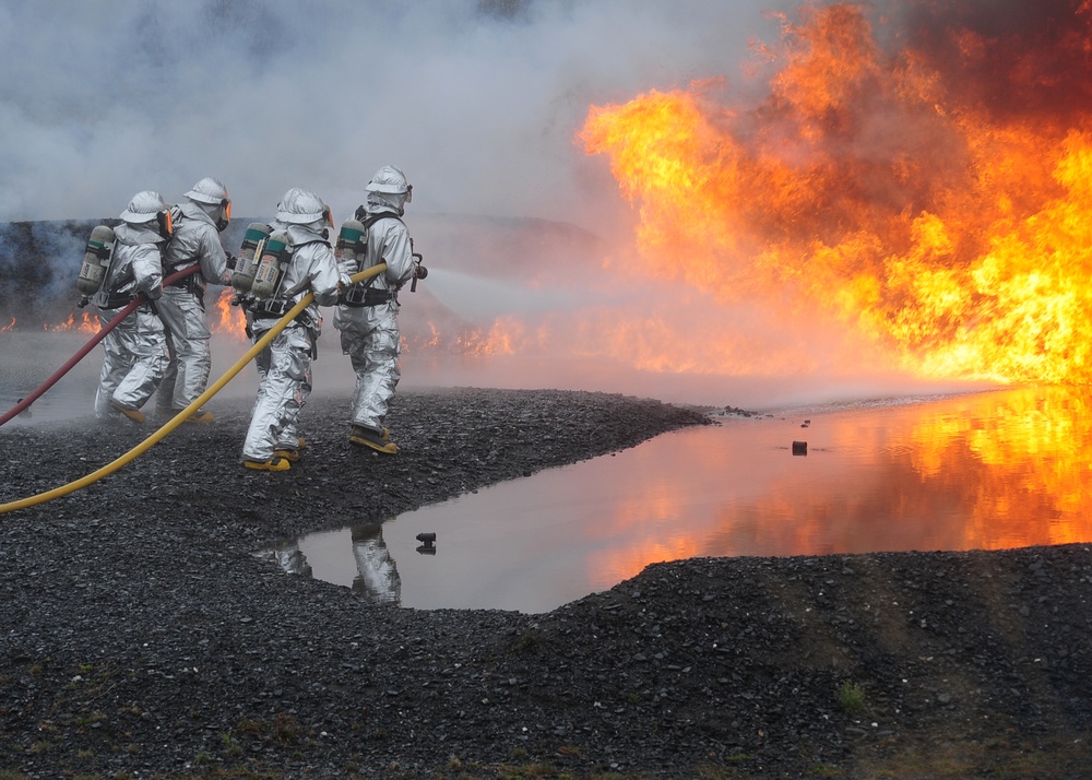 Coast Guard Fire and Rescue fire pit training exercise