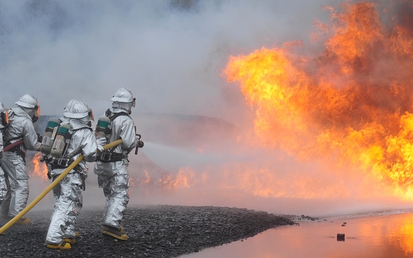 Coast Guard Fire and Rescue fire pit training exercise