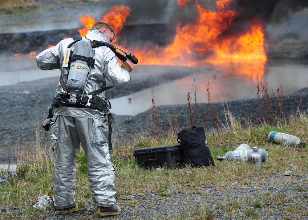 Coast Guard Fire and Rescue fire pit training exercise