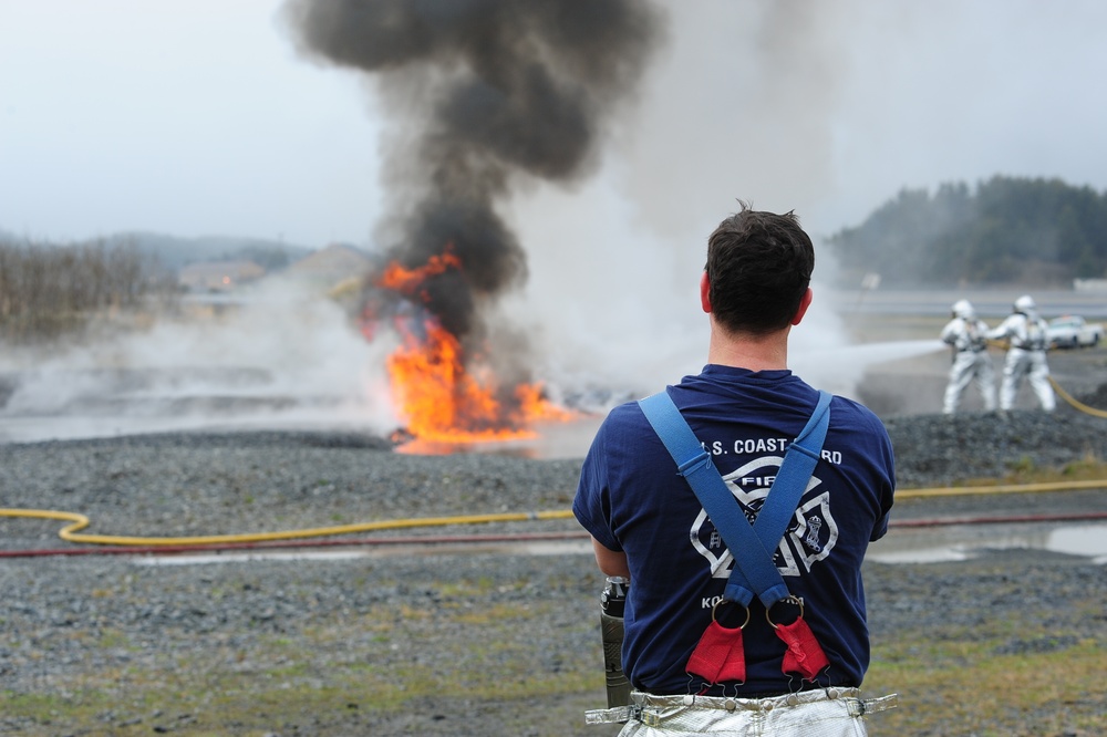 Coast Guard Fire and Rescue fire pit training exercise