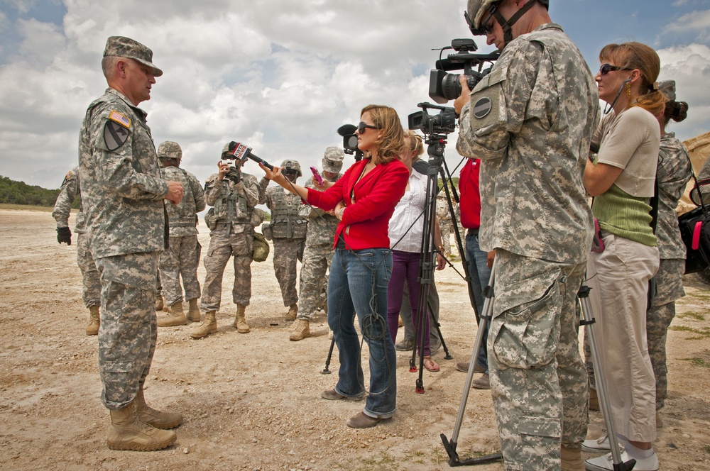 Sgt. Maj. of the Army Raymond F. Chandler III conducts media interviews