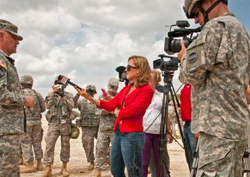 Sgt. Maj. of the Army Raymond F. Chandler III conducts media interviews