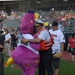 Rear Adm. Parks greeted by mascot