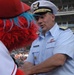 Rear Adm. Parks greets mascot