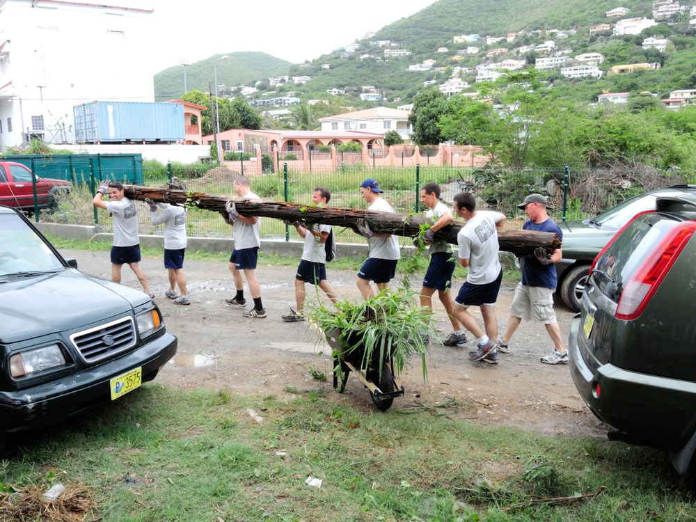 Eagle’s crew and cadets help build a school for children in need at St. Maarten
