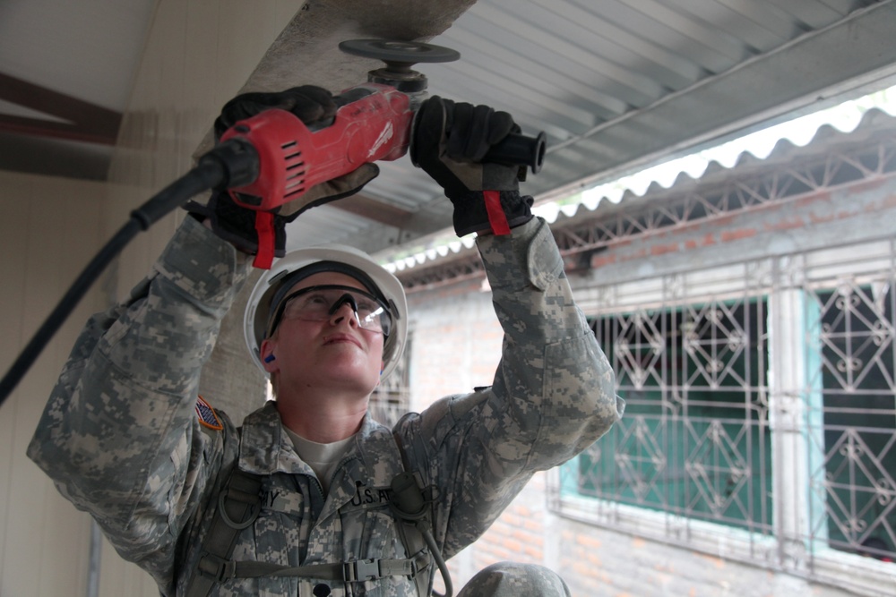Joint Task Force Jaguar soldiers build schools