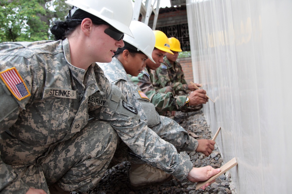 Joint Task Force Jaguar soldiers build schools