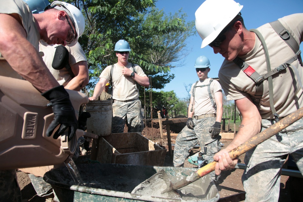 Joint Task Force Jaguar soldiers build school in Las Marias