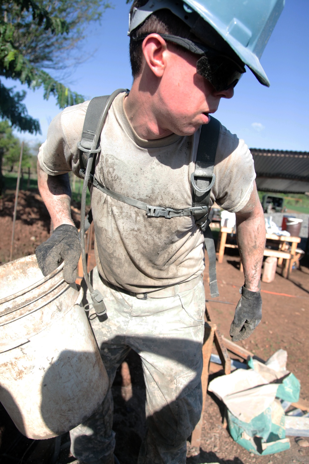 Joint Task Force Jaguar soldiers build school in Las Marias