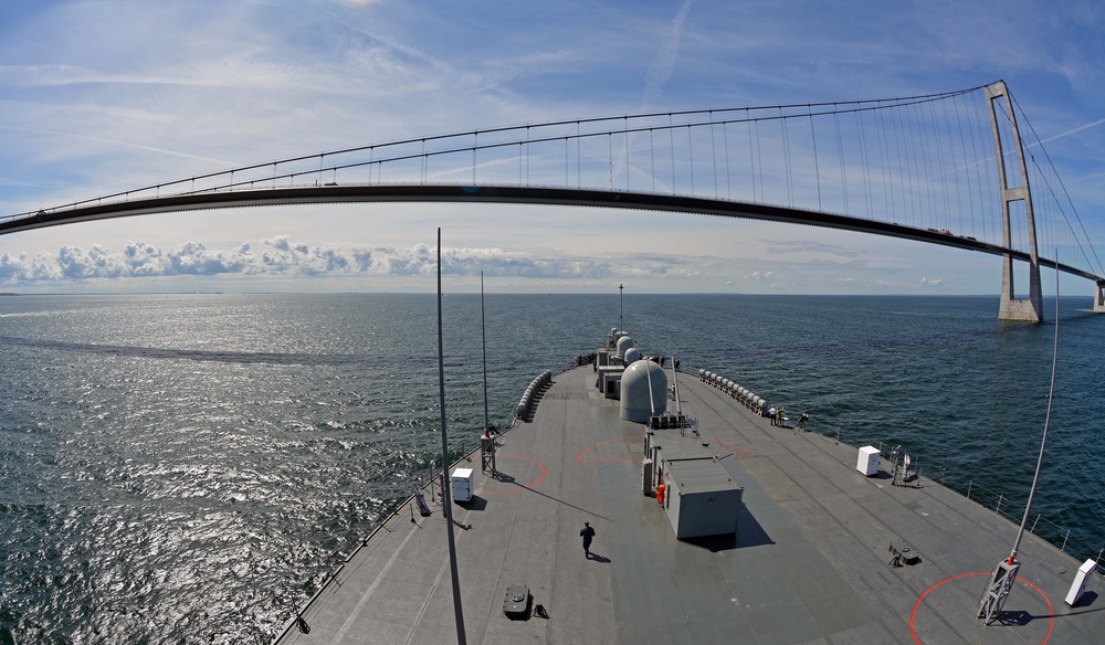 USS Mount Whitney transits the Danish Straits