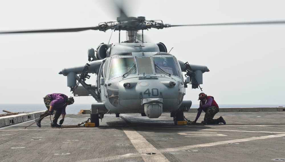 USS San Antonio flight deck action