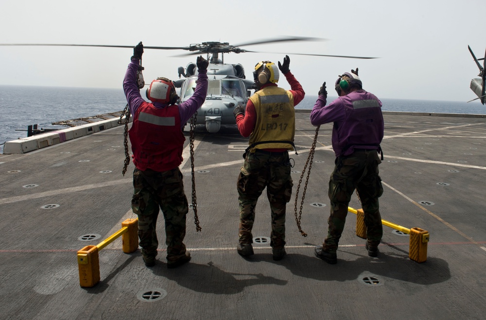 USS San Antonio flight deck action