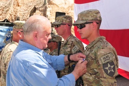 CTF 4-2 soldiers receive Purple Heart Medal from under secretary of the US Army