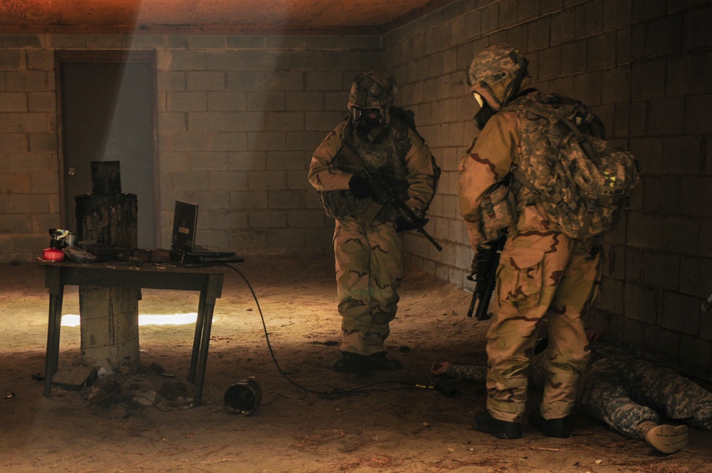 Paratroopers participate in gas chamber training