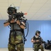Soldiers from the Netherlands army conduct training in a Dismounted Soldier Training System at the 7th US Army Joint Multinational Training Command