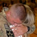 Soldiers return to handshakes, embraces