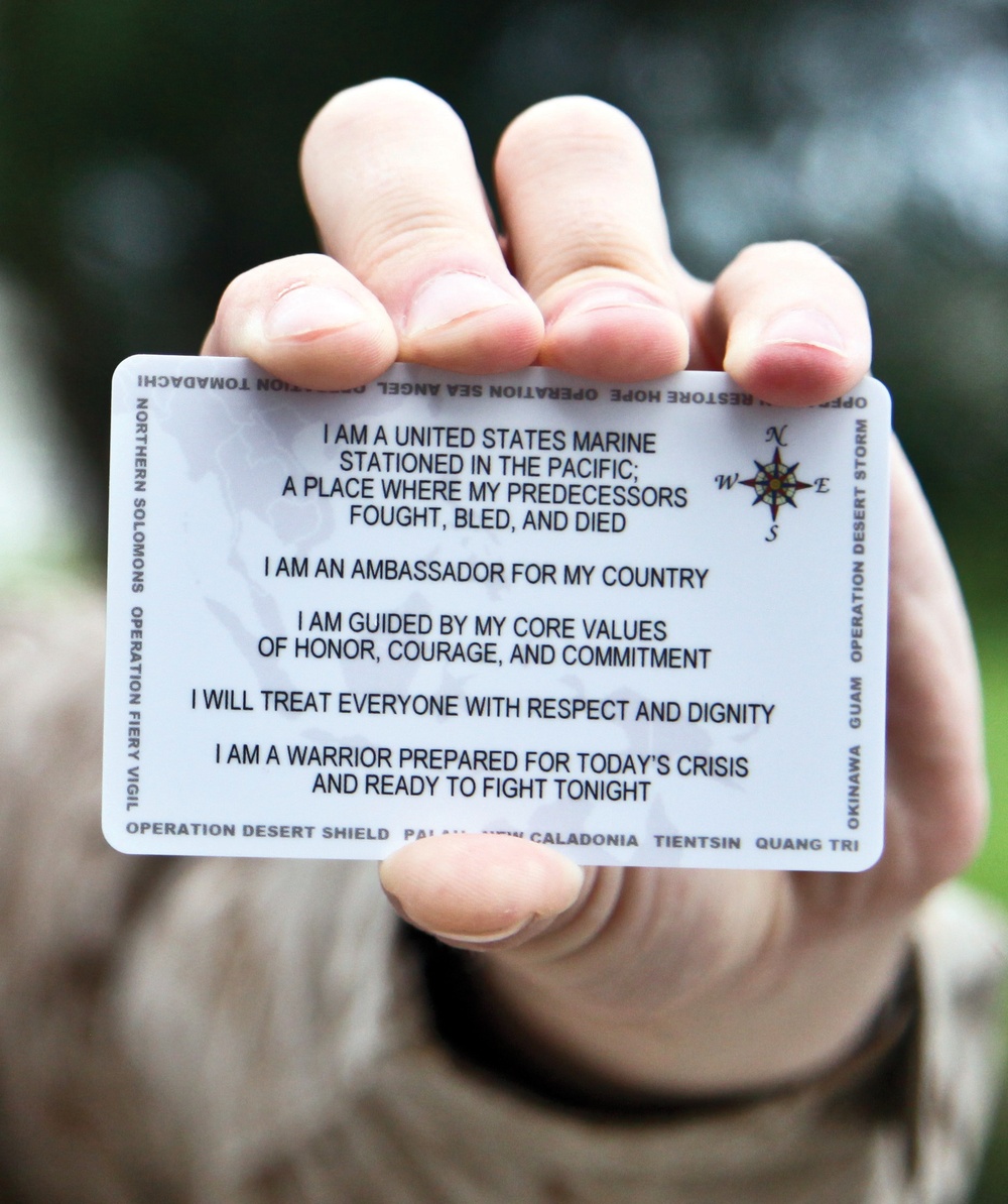 Values cards issued to Marines, sailors