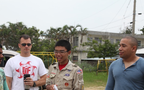 Boy Scout, Marines repaint preschool