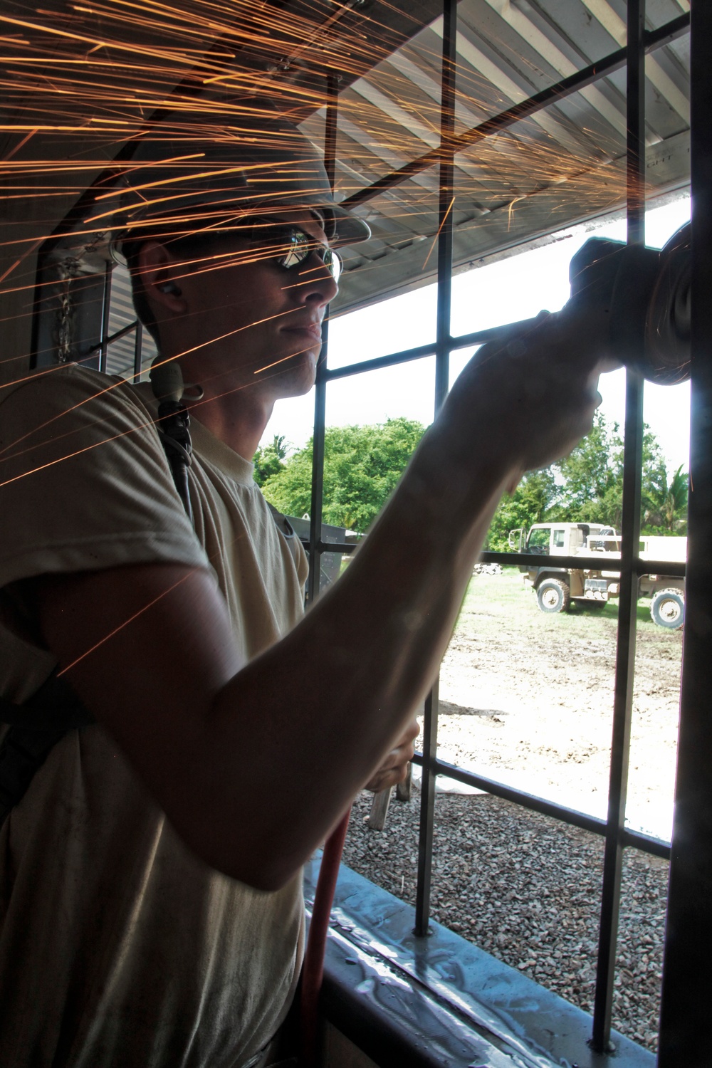 Joint Task Force Jaguar soldiers build school
