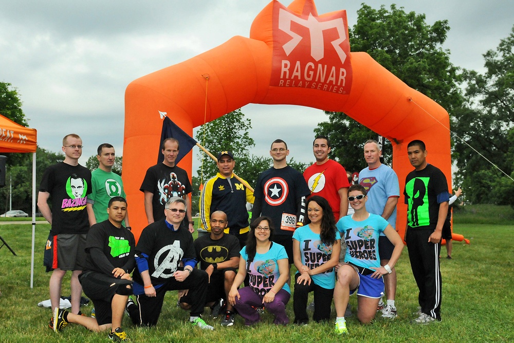 Team pose before 200-mile relay race