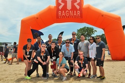 85th run team photo pose at 200-mile relay finish line