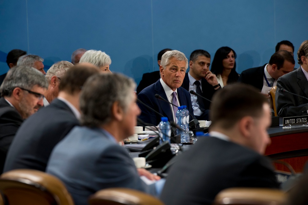 Hagel at NATO headquarters in Brussels