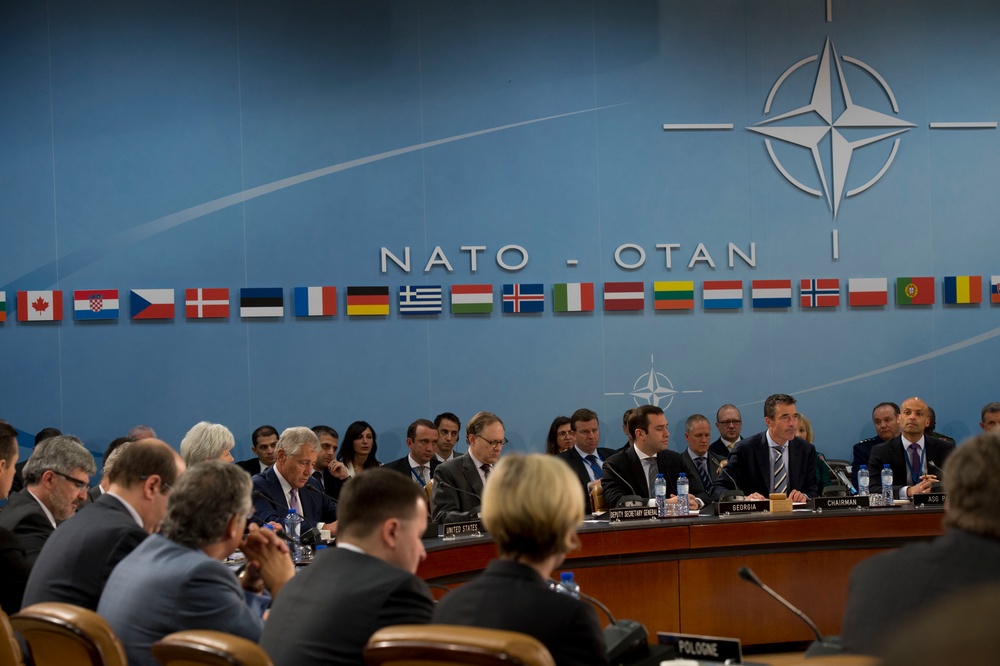 Hagel at NATO headquarters in Brussels