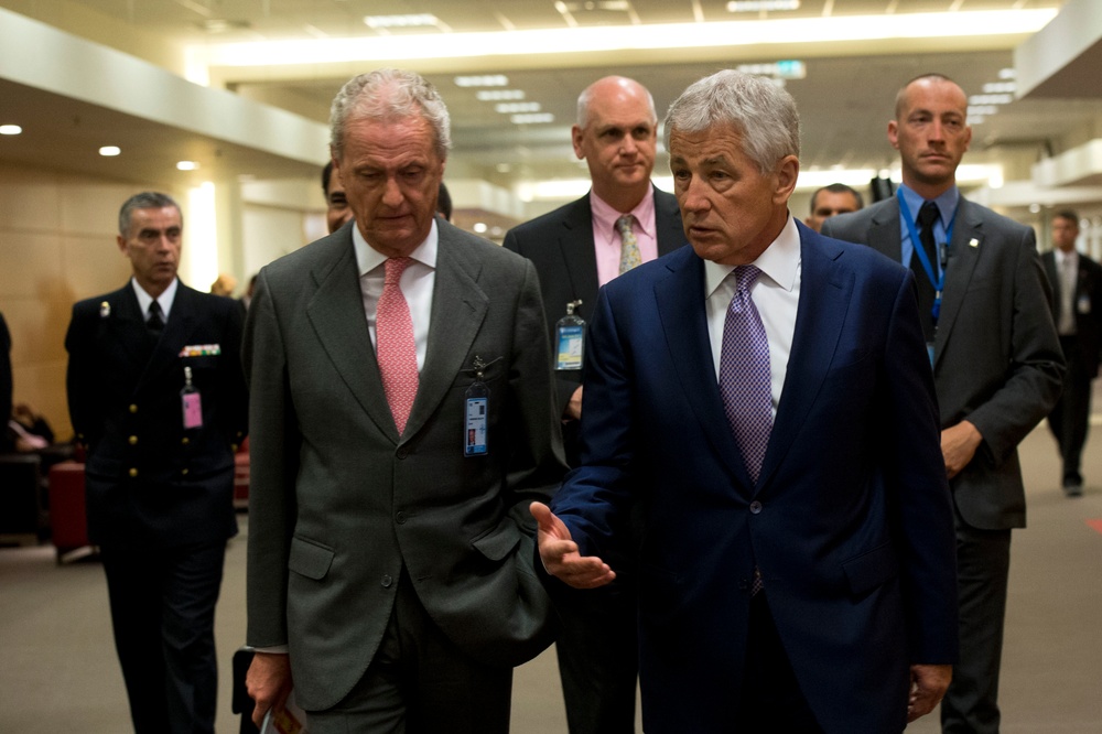 Hagel at NATO headquarters in Brussels