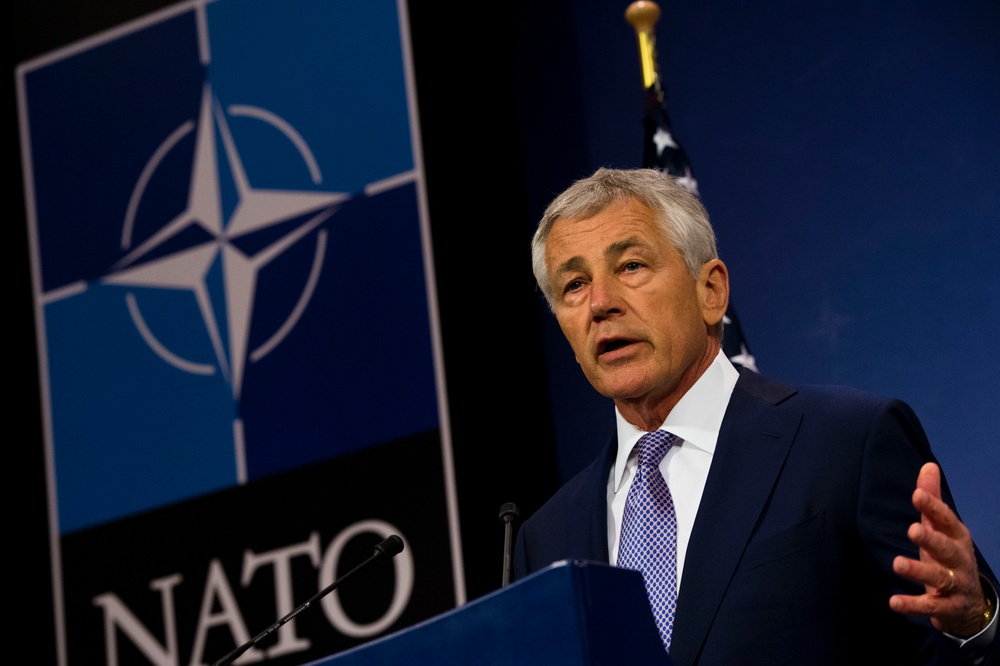 Hagel at NATO headquarters in Brussels