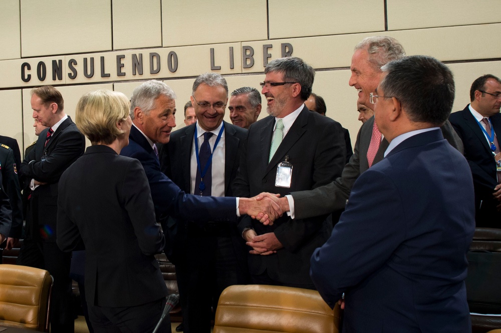 Hagel at NATO headquarters in Brussels