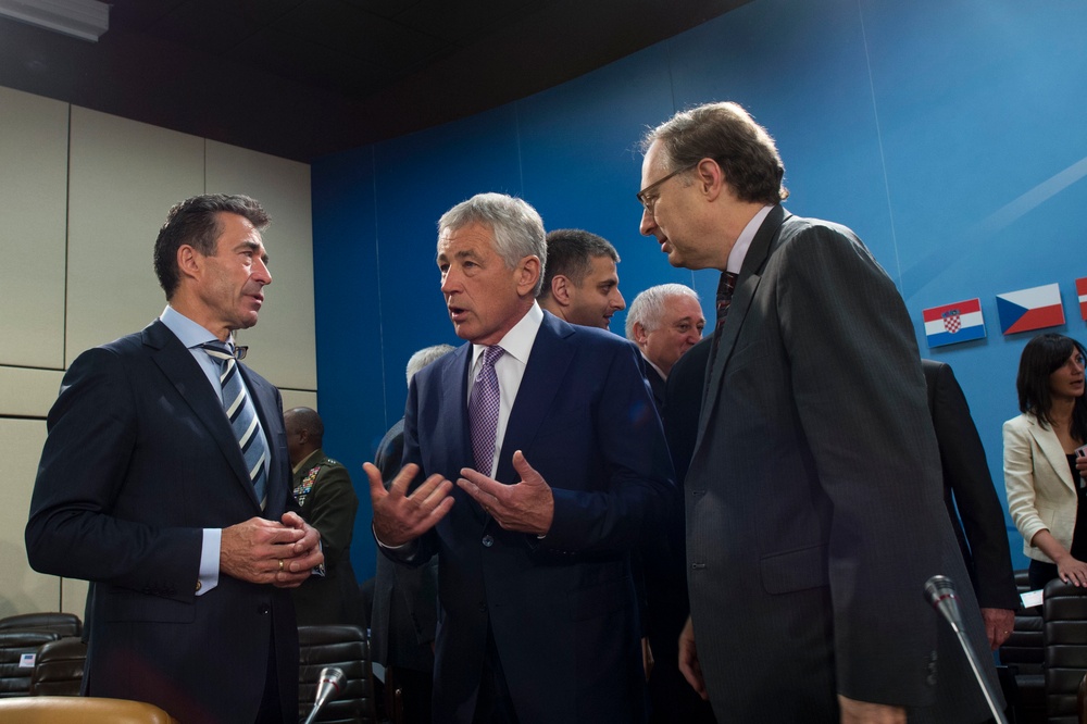 Hagel at NATO headquarters in Brussels