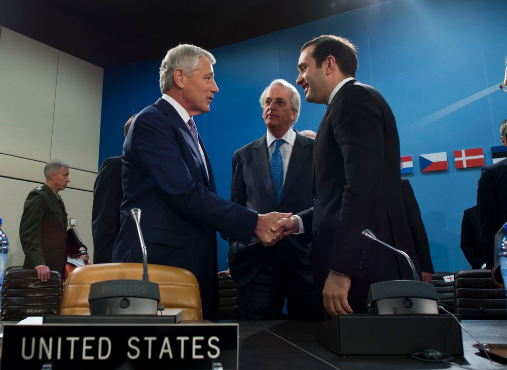 Hagel at NATO headquarters in Brussels