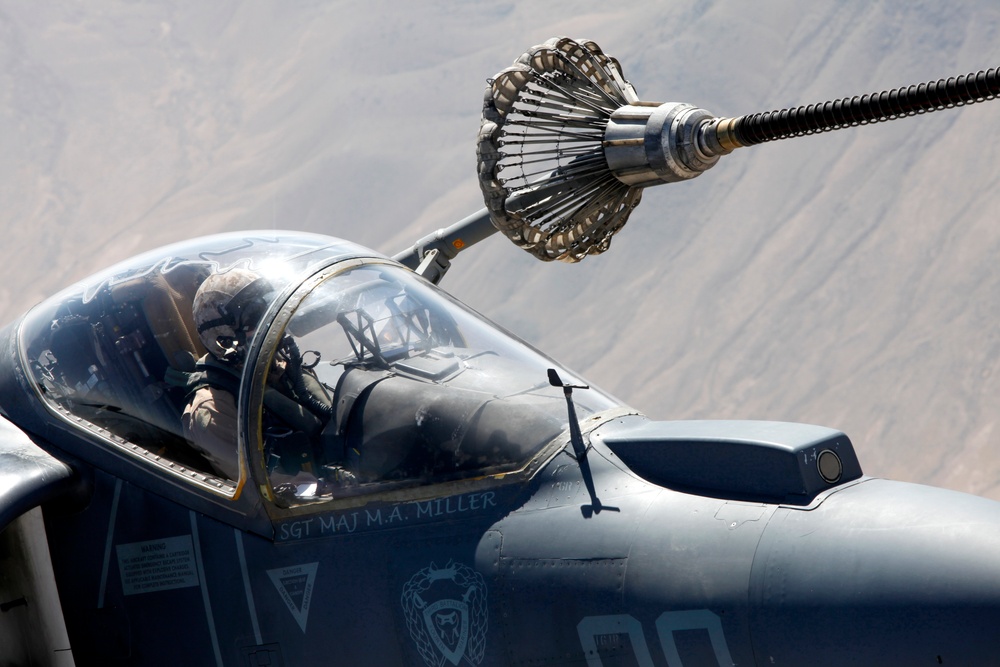 AV-8B Harriers with Marine Attack Squadron 311 Conduct a Refueling Mission