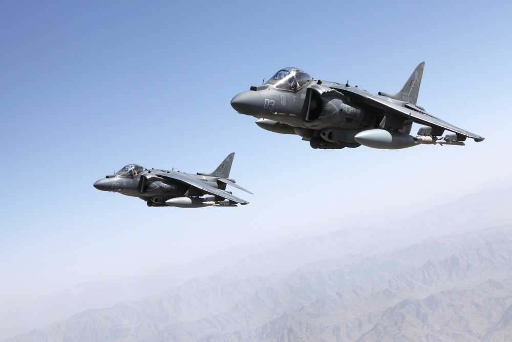 AV-8B Harriers with Marine Attack Squadron 311 Conduct a Refueling Mission