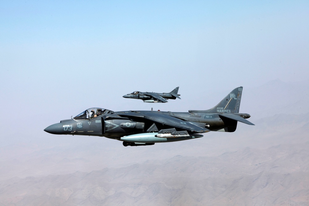 AV-8B Harriers with Marine Attack Squadron 311 Conduct a Refueling Mission