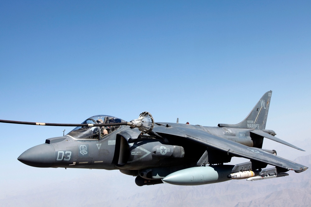 AV-8B Harriers with Marine Attack Squadron 311 Conduct a Refueling Mission