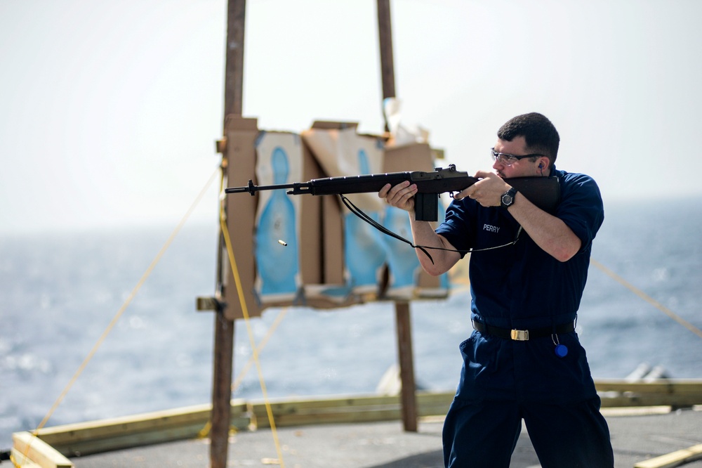 Small-arms qualification aboard USS Monterey