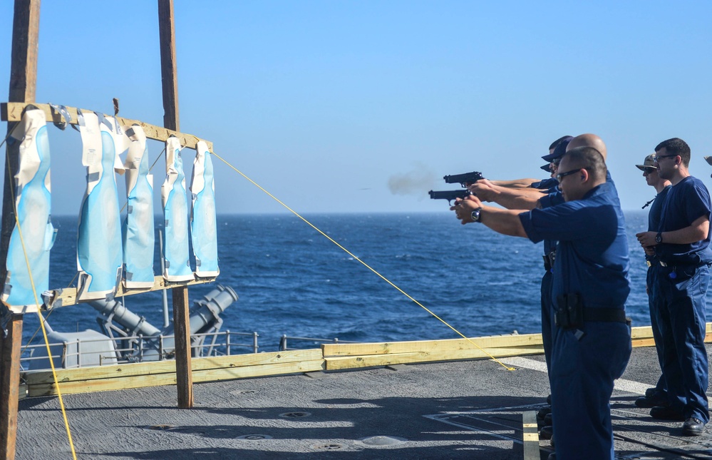 Small-arms qualification aboard USS Monterey