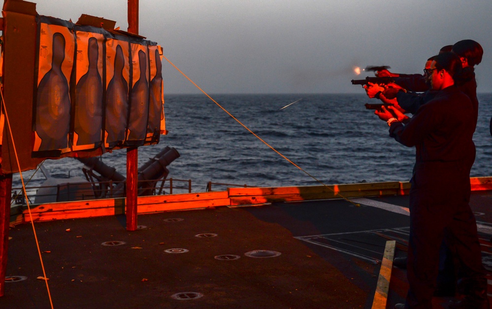 Small-arms qualification aboard USS Monterey