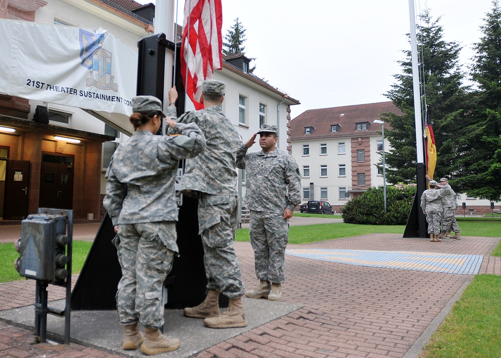 21st TSC soldiers honor US, German flags