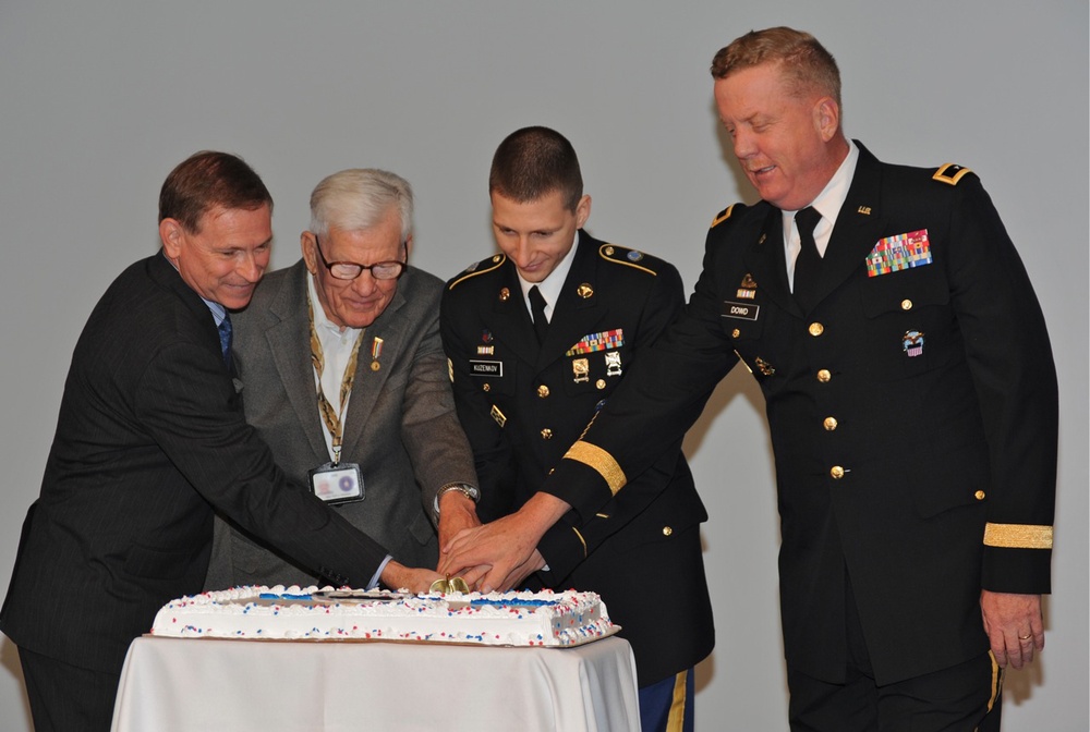 Cake cutting at 238th Army birthday