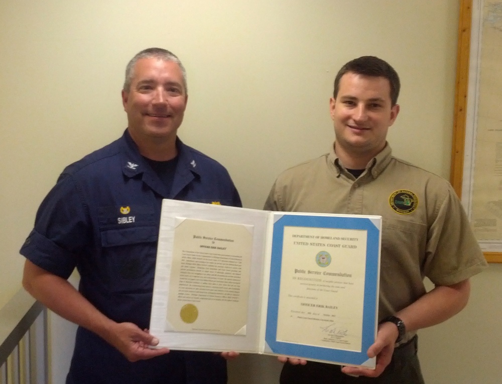 Coast Guard Public Service Commendation awarded to lifesaver