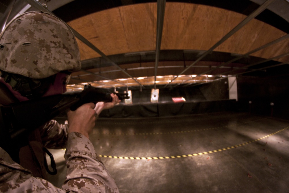 MWSS-171 Marines practice putting buck shot downrange