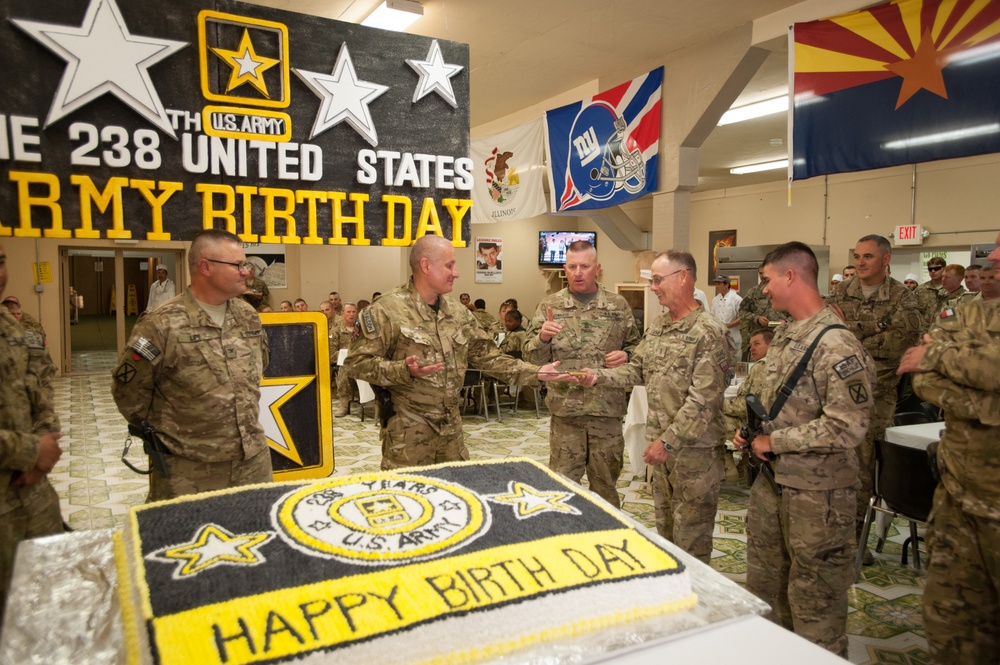 Deployed soldiers Deployed soldiers celebrate 238th Army Birthday 238th Army Birthday