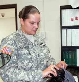 Female noncommissioned officer heads into combat for third deployment