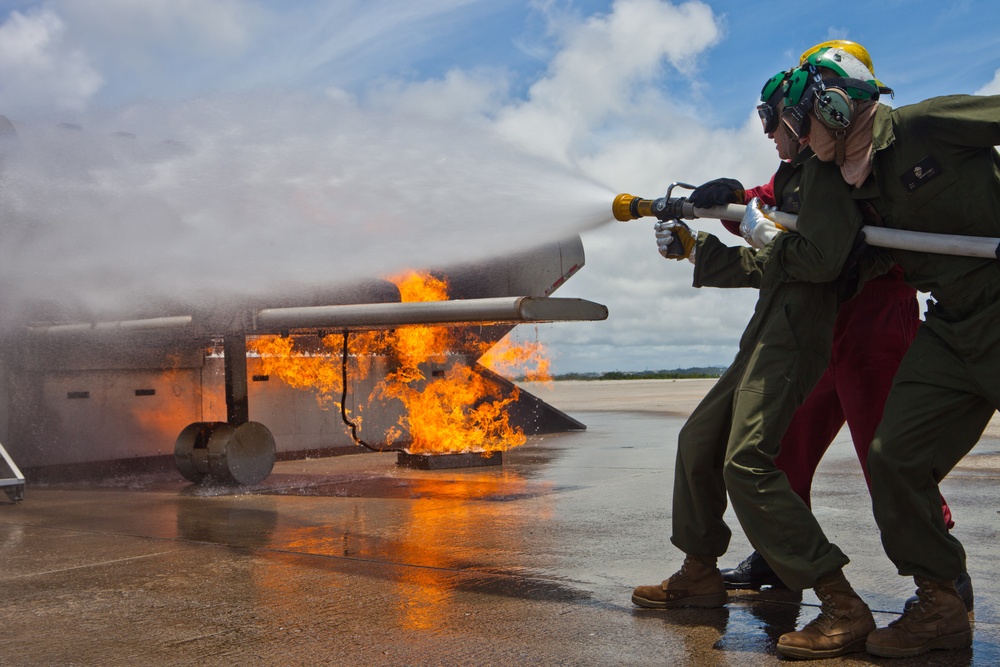 Dragons “play with fire” during aircraft firefighting training