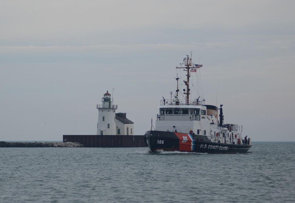 Coast Guard Cutter Morro Bay sails into Cleveland Harbor